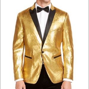 INC Men's Gold Sequins Party Blazer